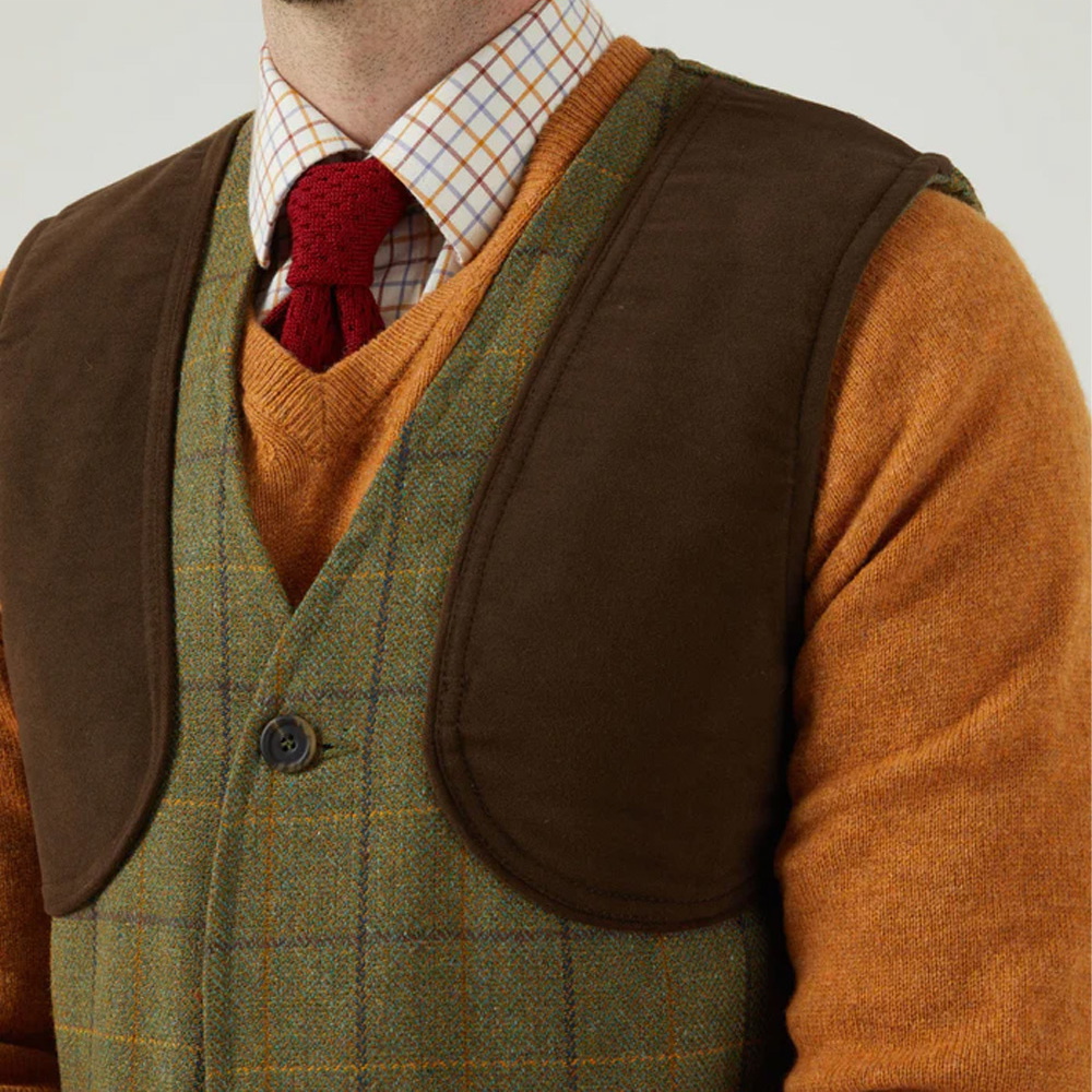 Alan Paine Mens Rutland Tweed Schießweste Gilet RUTGSHW - Dark Moss